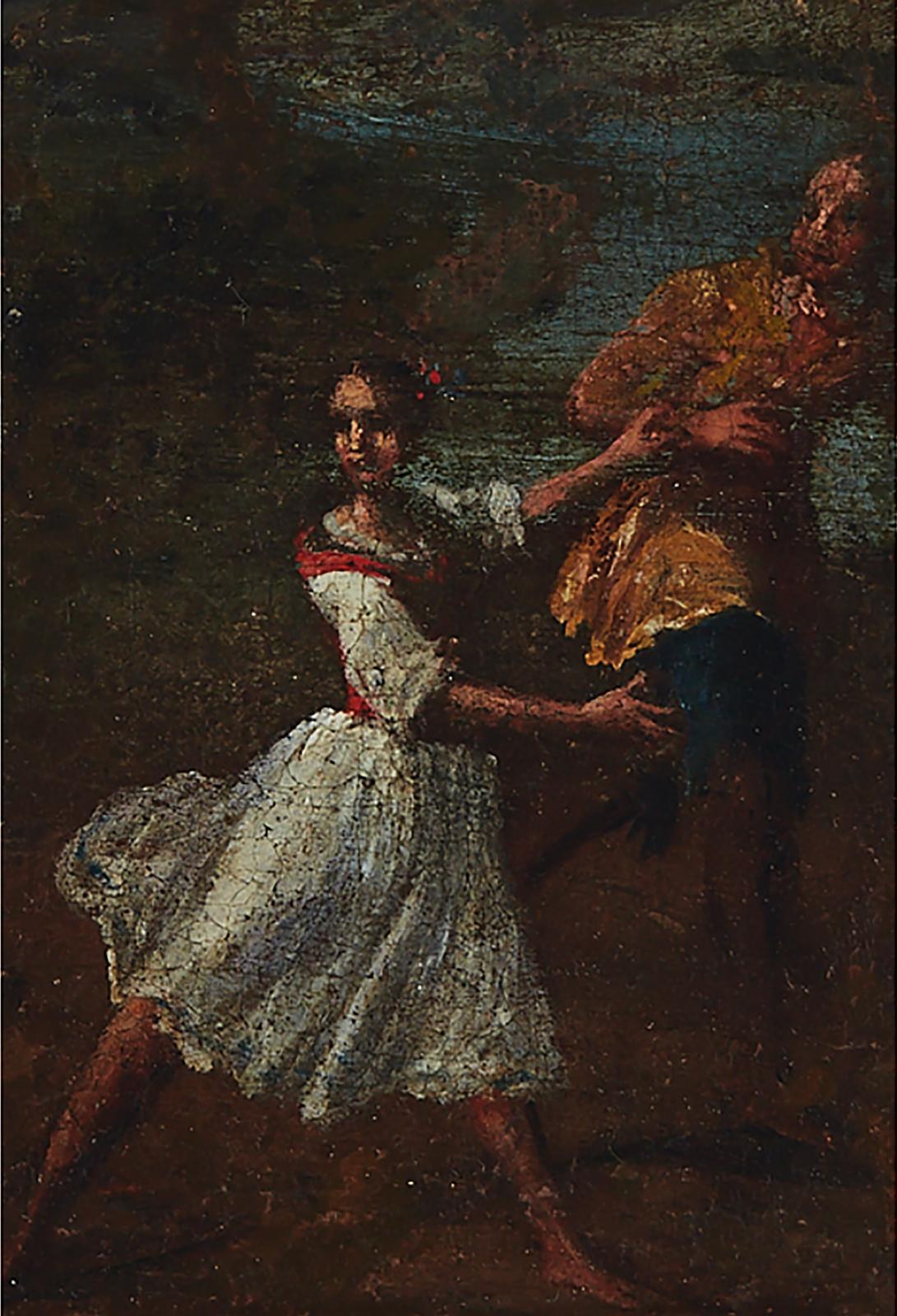 Italian School-Lombardy - Damsel Fleeing A Man In A Landscape