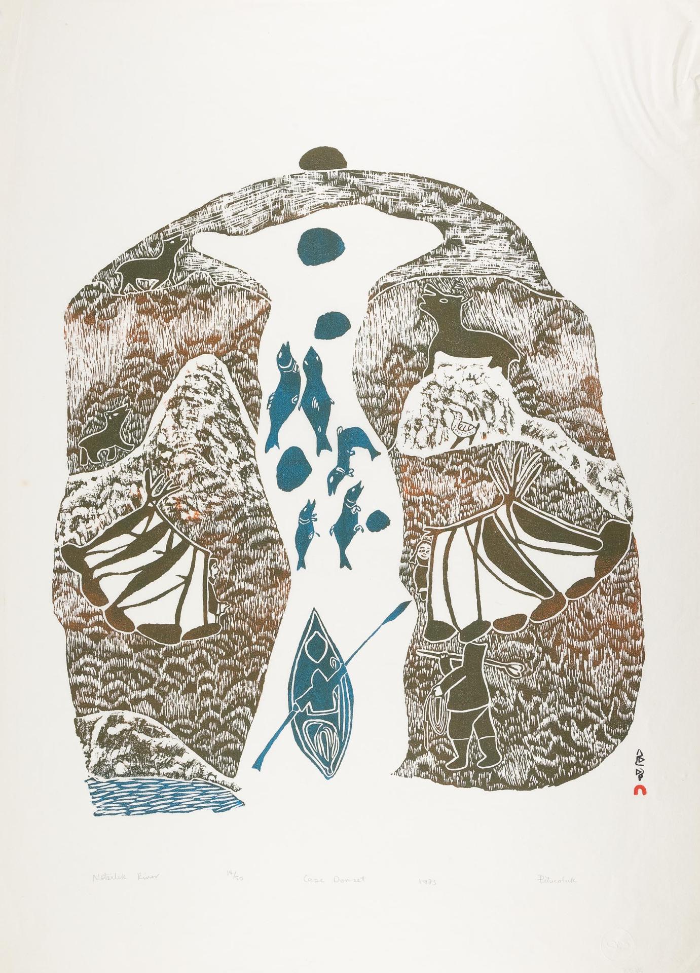 Pitseolak Ashoona (1904-1983) - Netsilik River, 1973