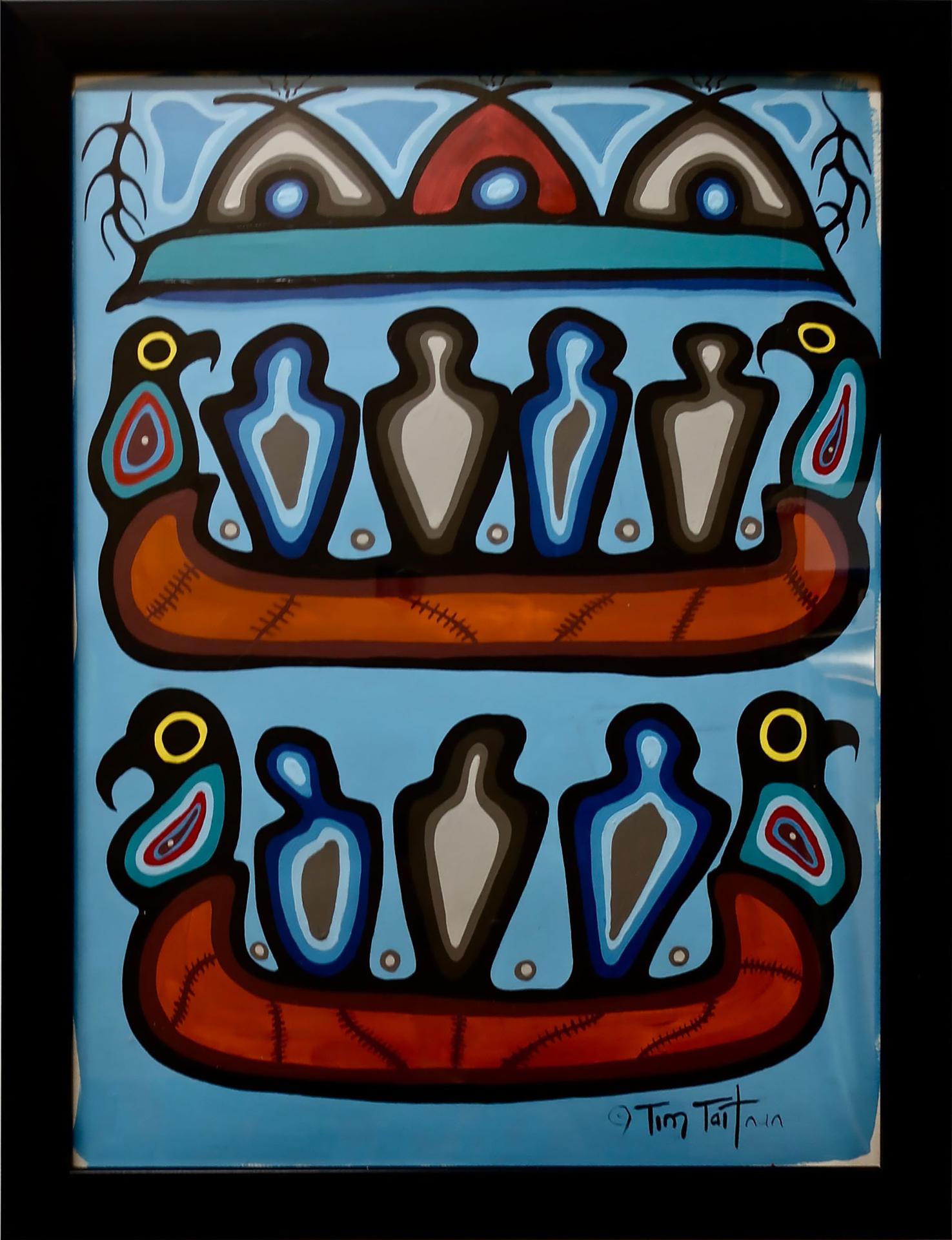 Tim Tait (1970) - Untitled (Canoes, Figures, Birds, Teepees)