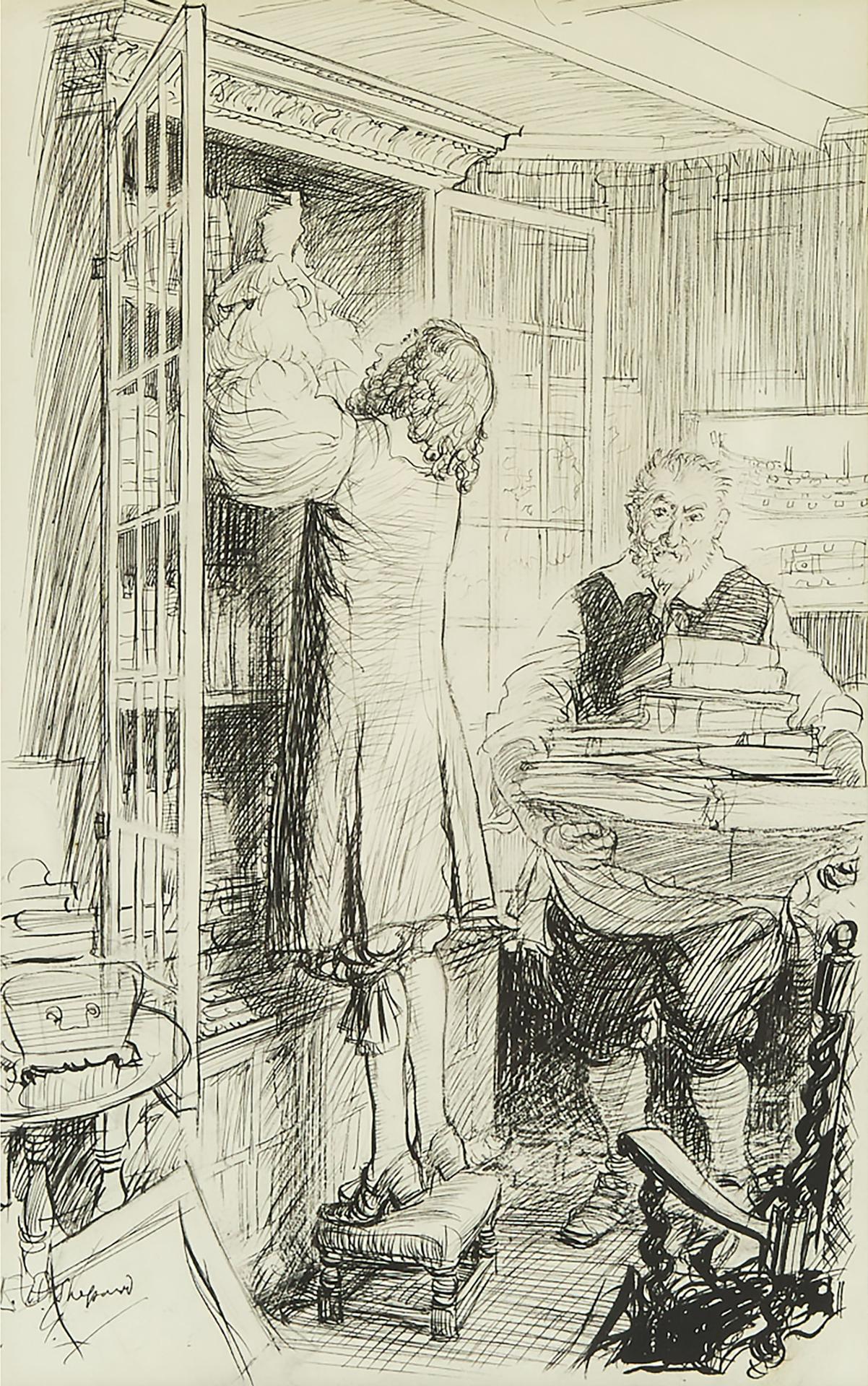 Ernest Howard Shepard - He And I Fell To The Furnishing Of My Wee Closett (Illustration For Boswell's