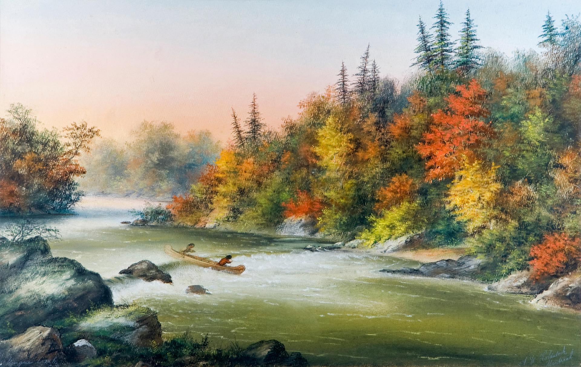 Alfred Worsley Holdstock (1820-1901) - Racing the rapids