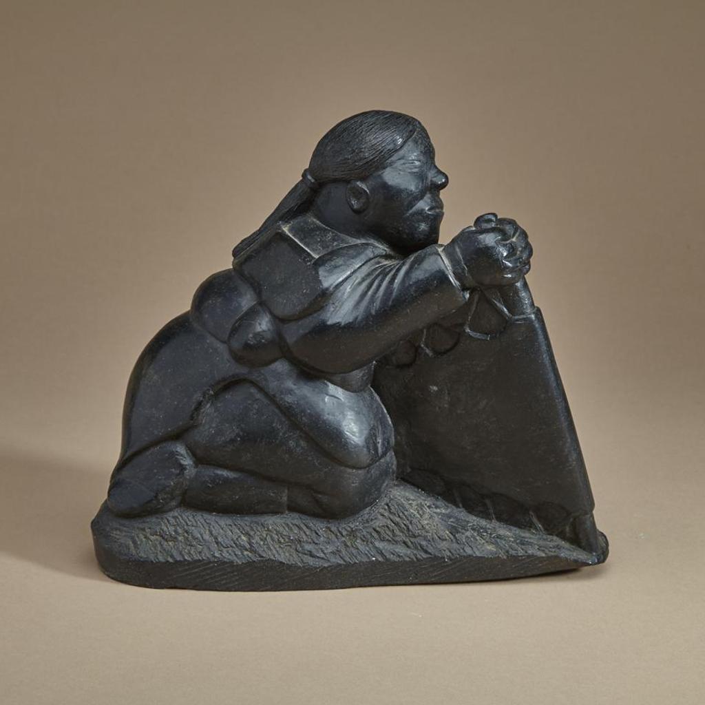 Davidee Saumik (1925-1984) - Kneeling Woman Stretching A Skin