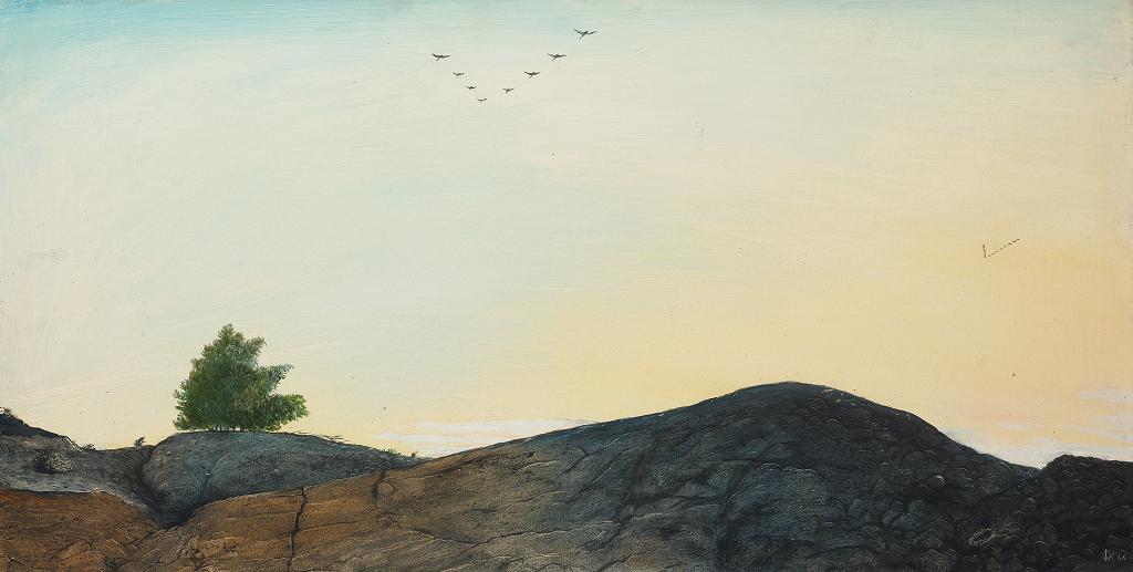 William Kurelek (1927-1977) - Geese Flying South, Coniston, Ontario