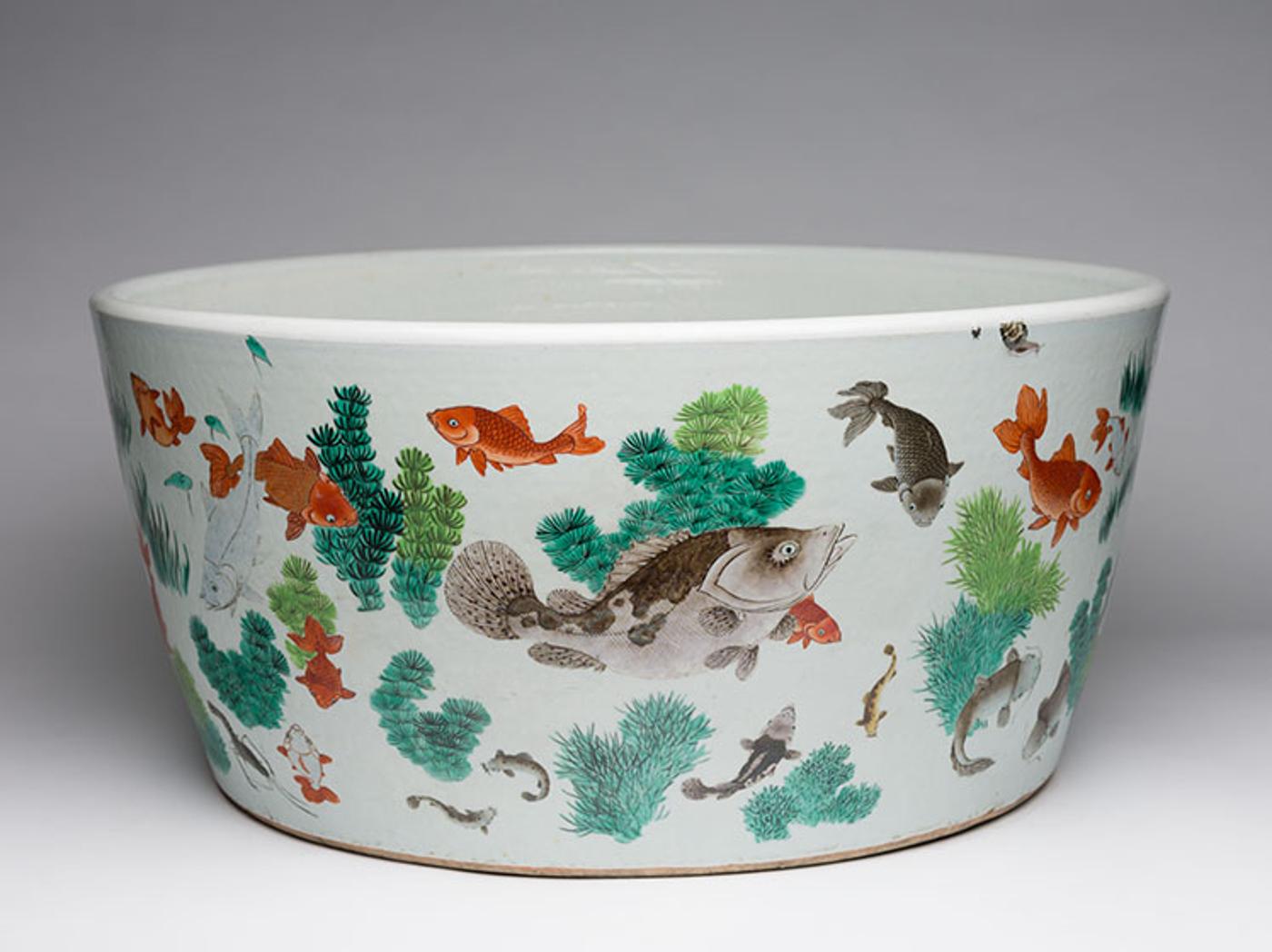 Chinese Art - A Large and Rare Chinese Famille Verte Fish Bowl, 18th/19th Century