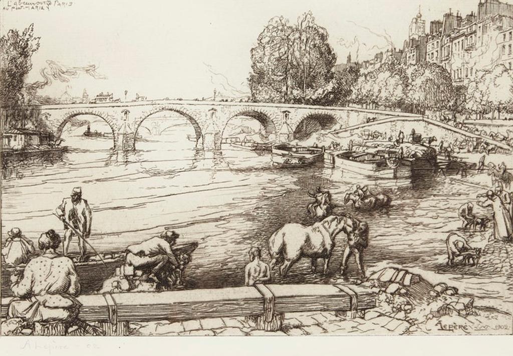 Auguste-Louis Lepère (1849-1918) - L'abrevoir au Pont-Marie, Paris