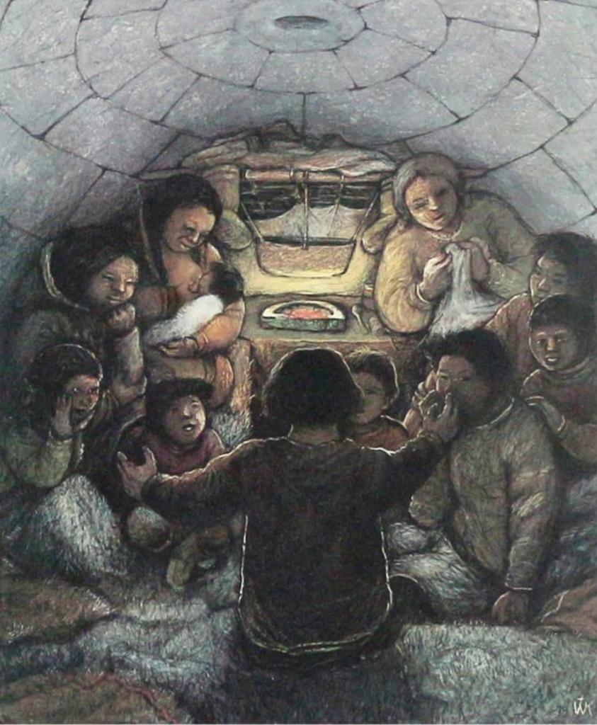 William Kurelek (1927-1977) - Storytelling, A Winter Pastime; 1975