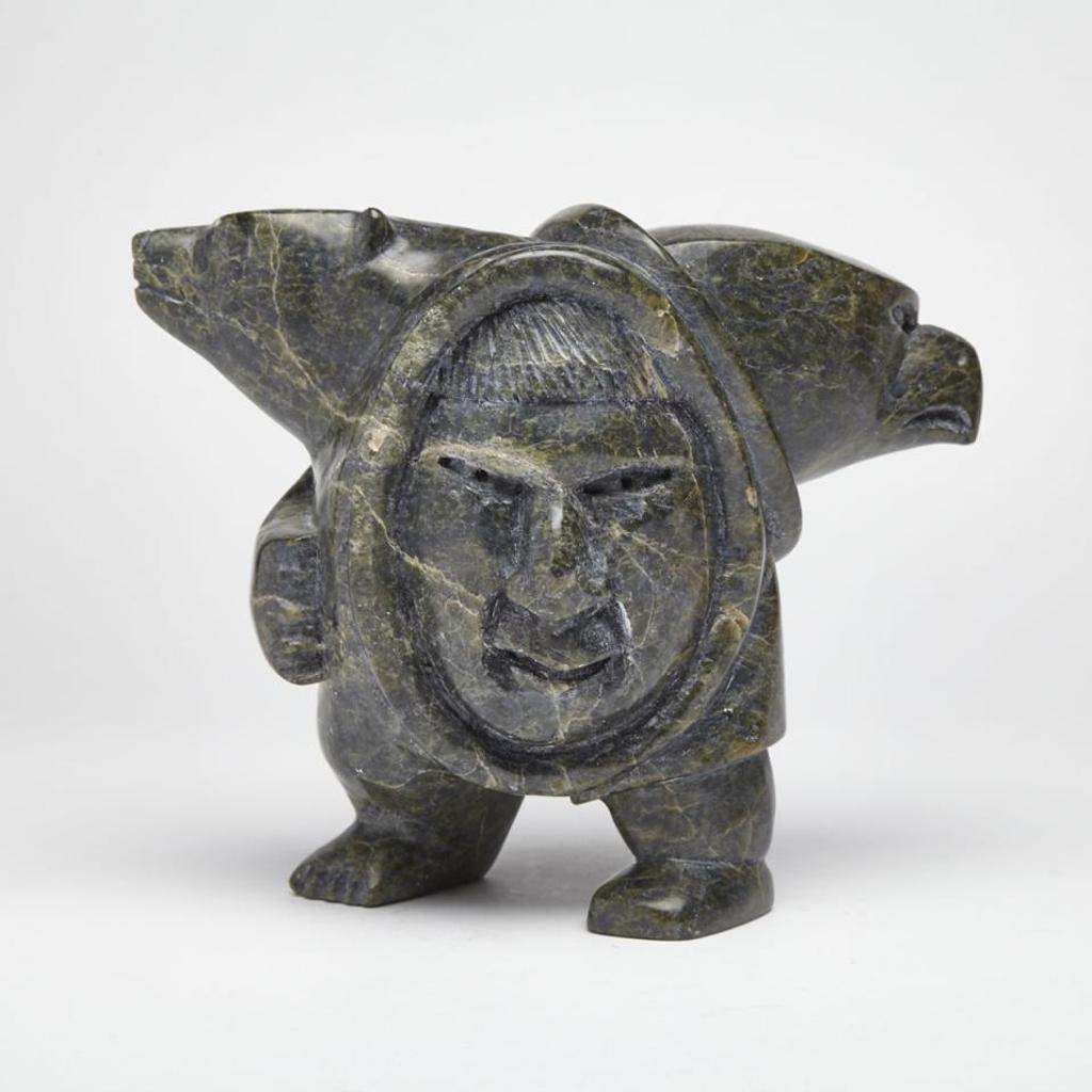 Napatchie Ashoona (1974) - Shaman With Falcon And Polar Bear Familiars