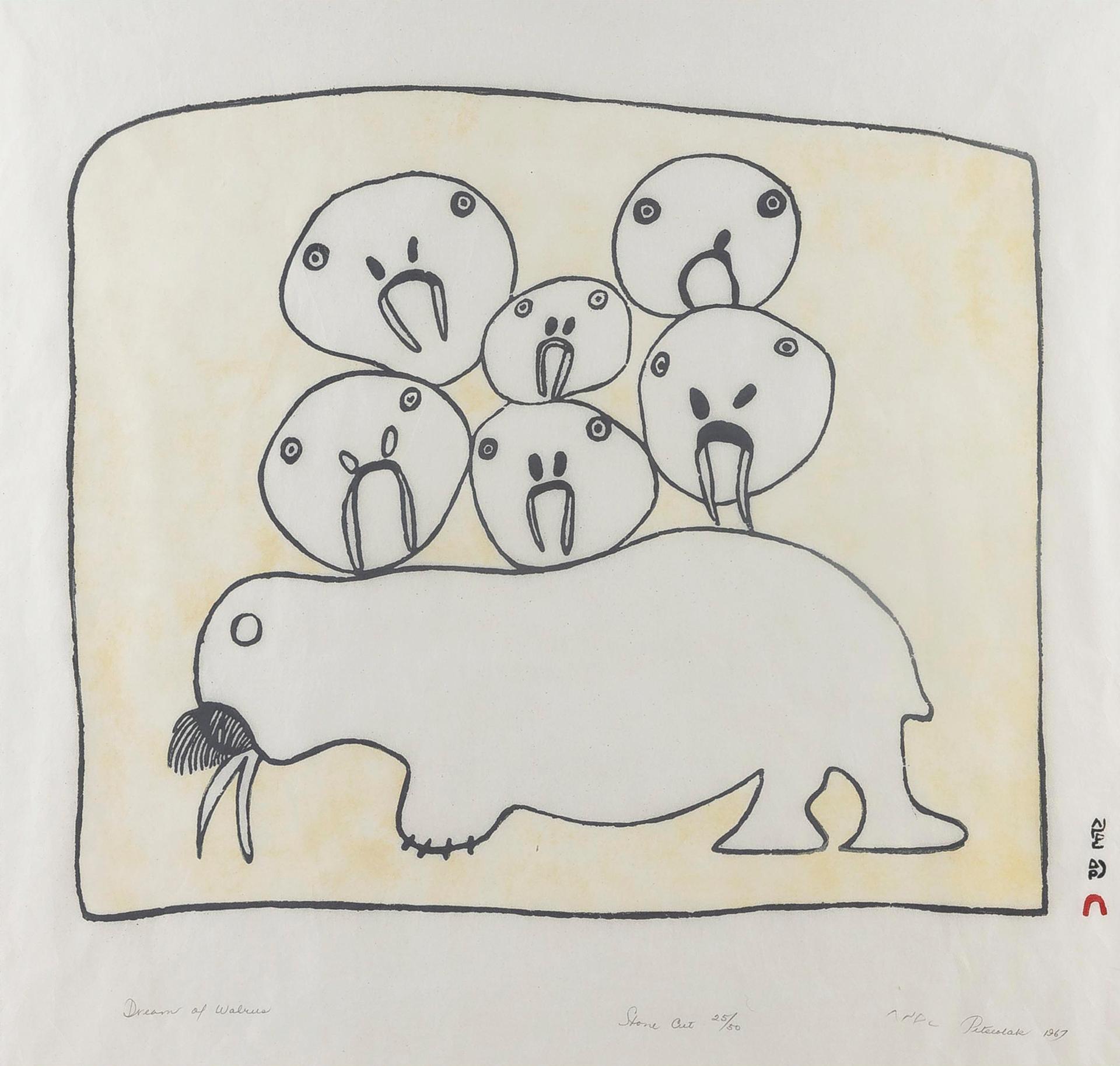 Pitseolak Ashoona (1904-1983) - Dream Of Walrus, 1967