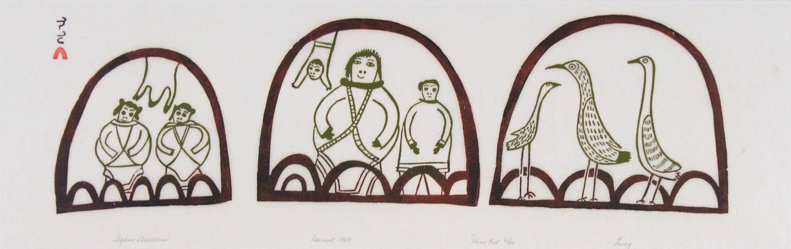 Lucy Qinnuayuak (1915-1982) - Igloo Dwellers; 1969