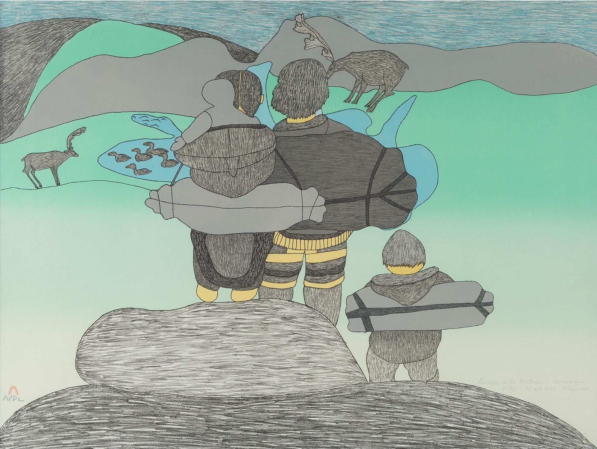 Mayureak Ashoona (1946) - Caribou In The Distance