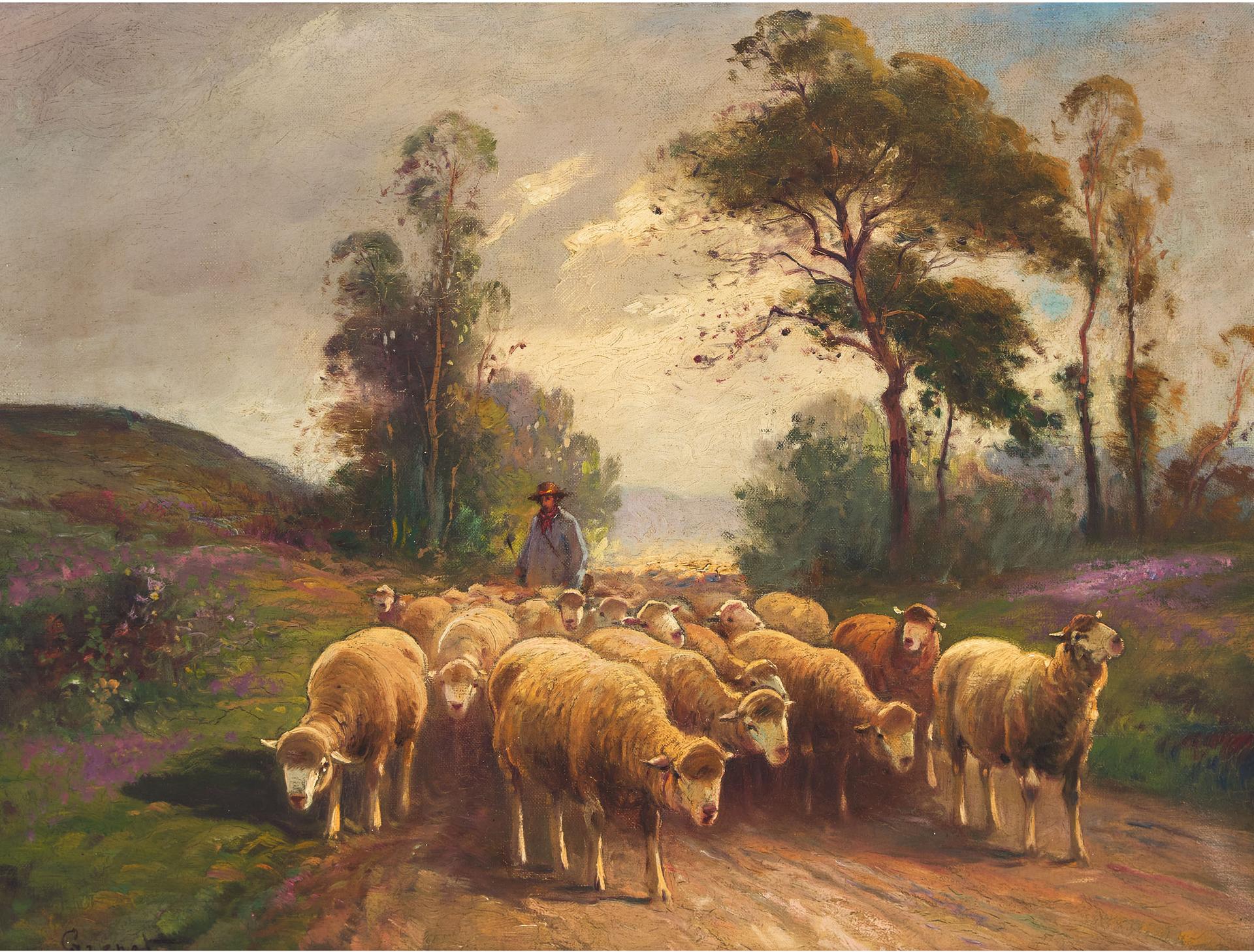 Dominique Adolphe Grenet de Joigny - Berger Et Moutons