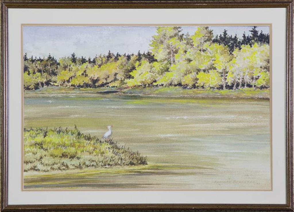 Kenneth Bronston (1905-1986) - Untitled - Crane at Water?s Edge