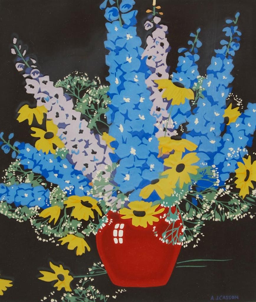 Alfred Joseph (A.J.) Casson (1898-1992) - Delphiniums and Daisies