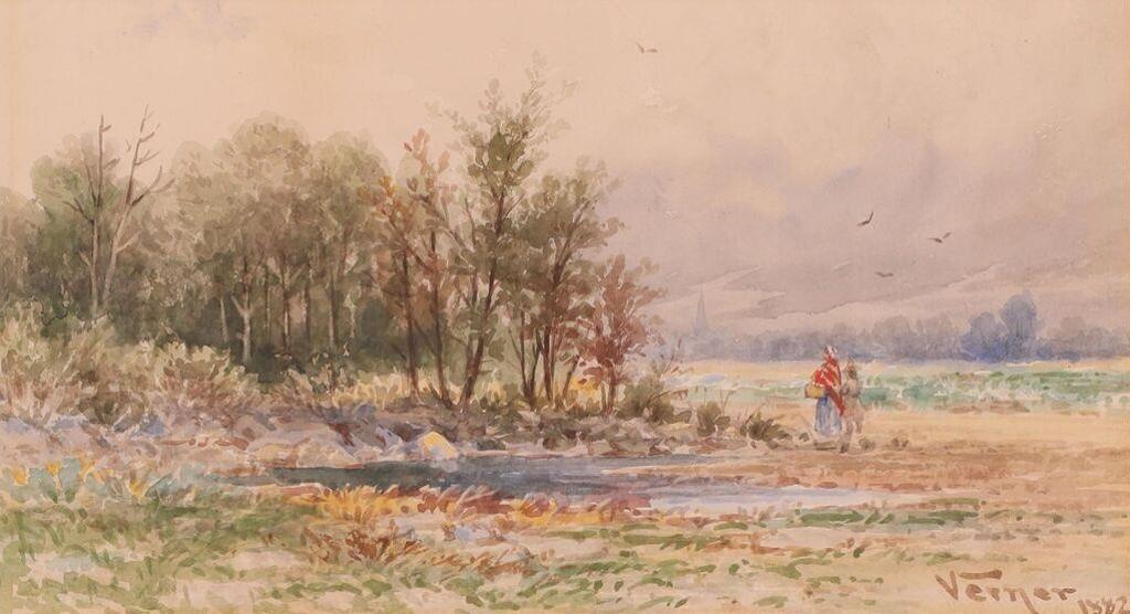 Frederick Arthur Verner (1836-1928) - Figures In A Pastoral Setting; 1882