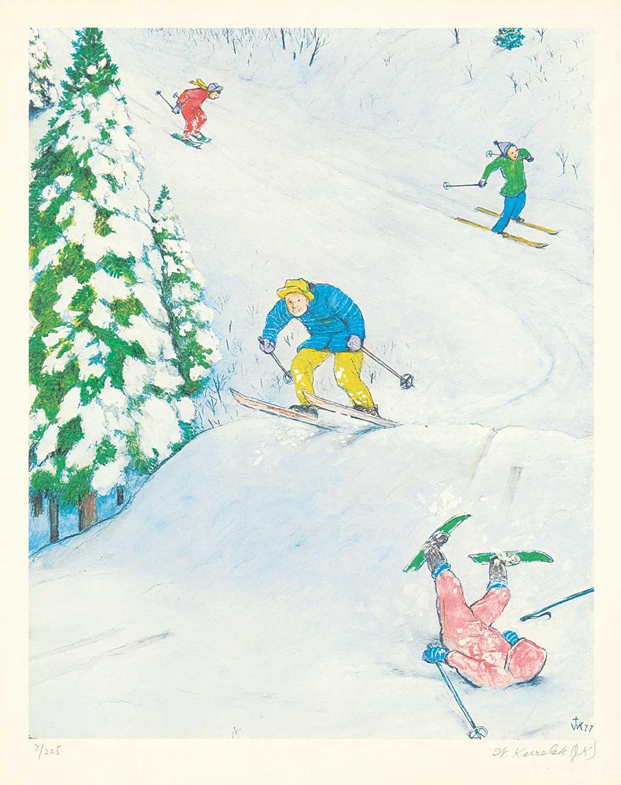 William Kurelek (1927-1977) - Untitled - Skiing #7/225