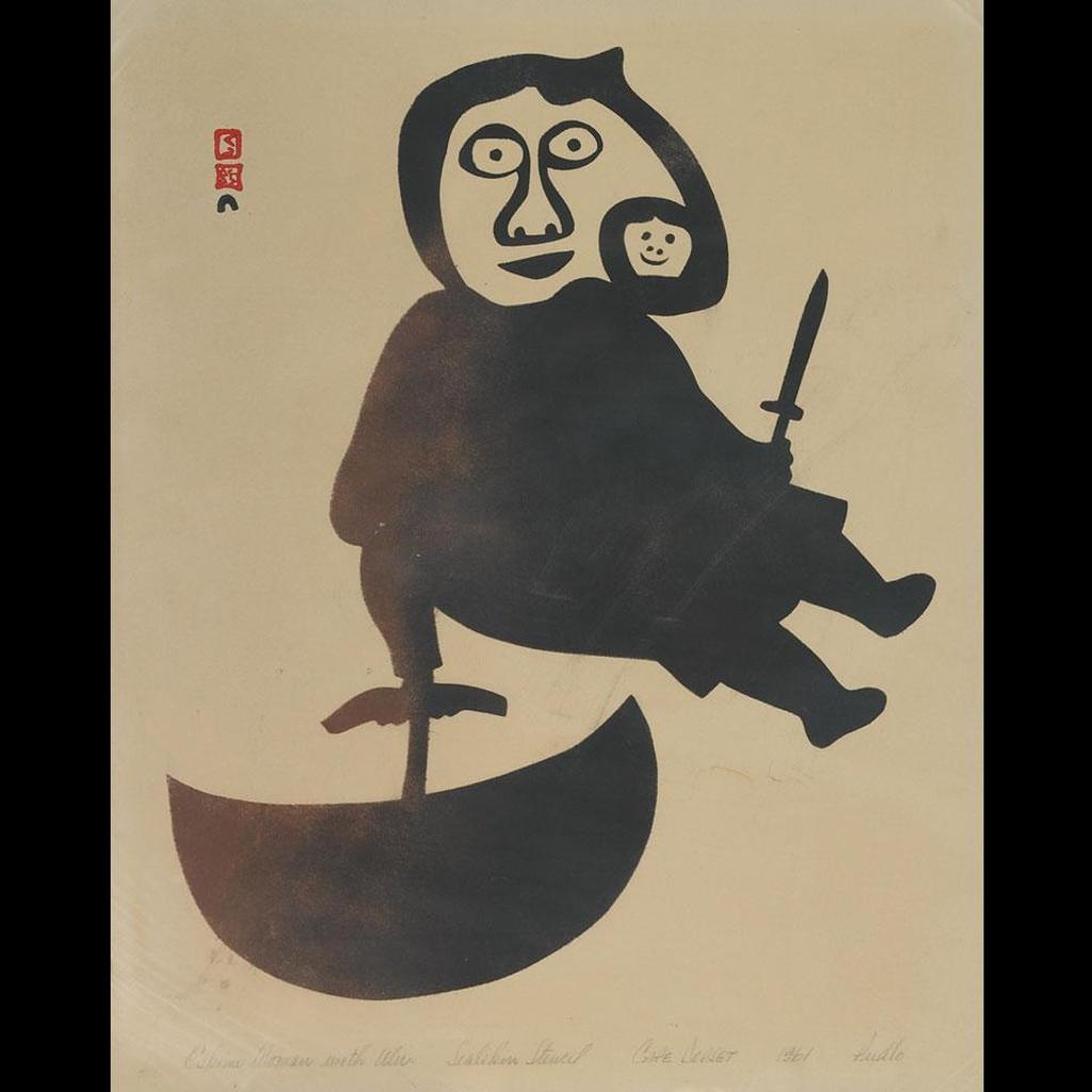 Pudlo Pudlat (1916-1992) - Eskimo Woman With Ulu