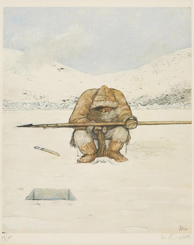 William Kurelek (1927-1977) - Hunter at Breathing Hole