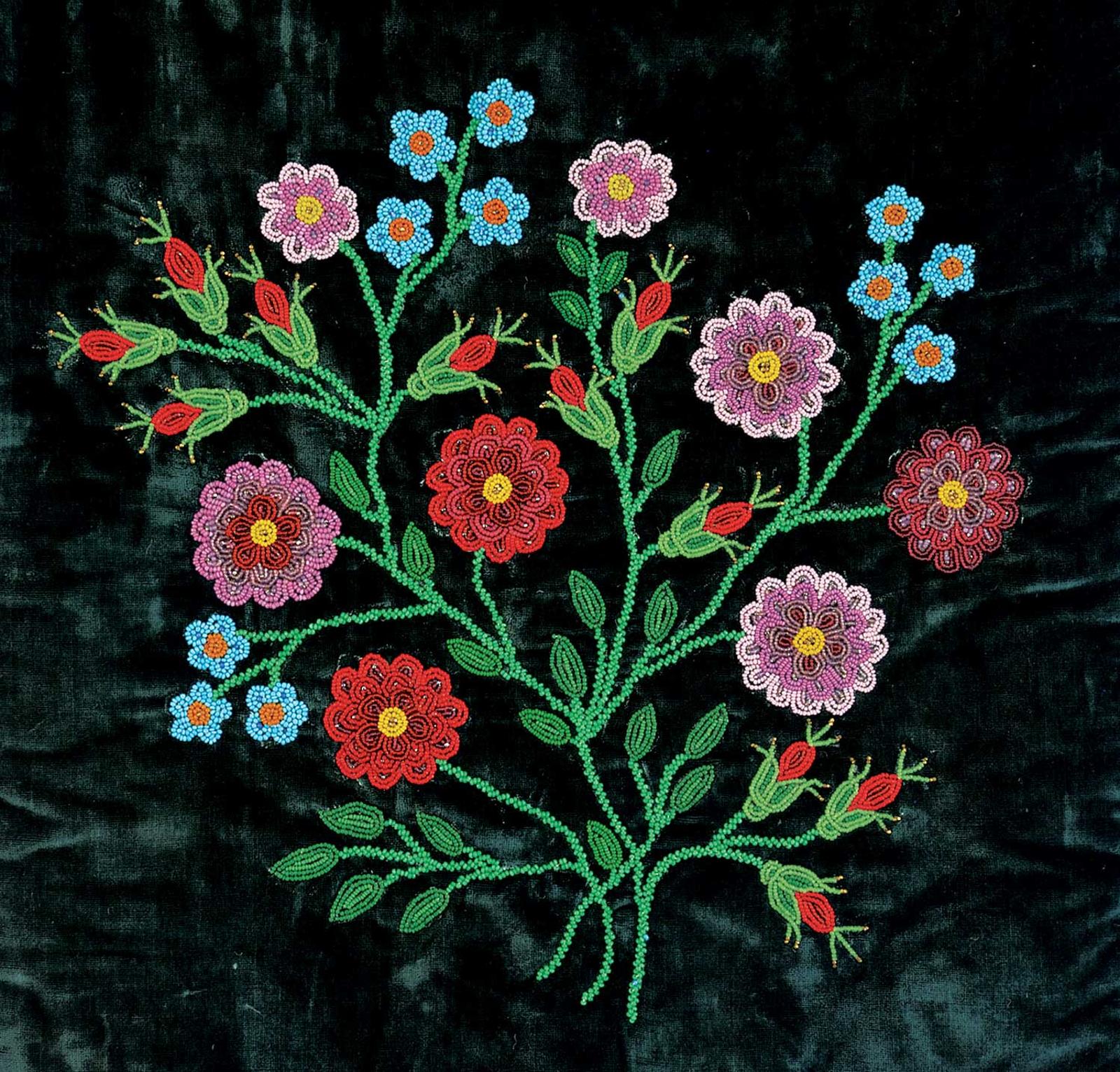 First Nations Basket School - Untitled - Floral Beaded Cloth Panel