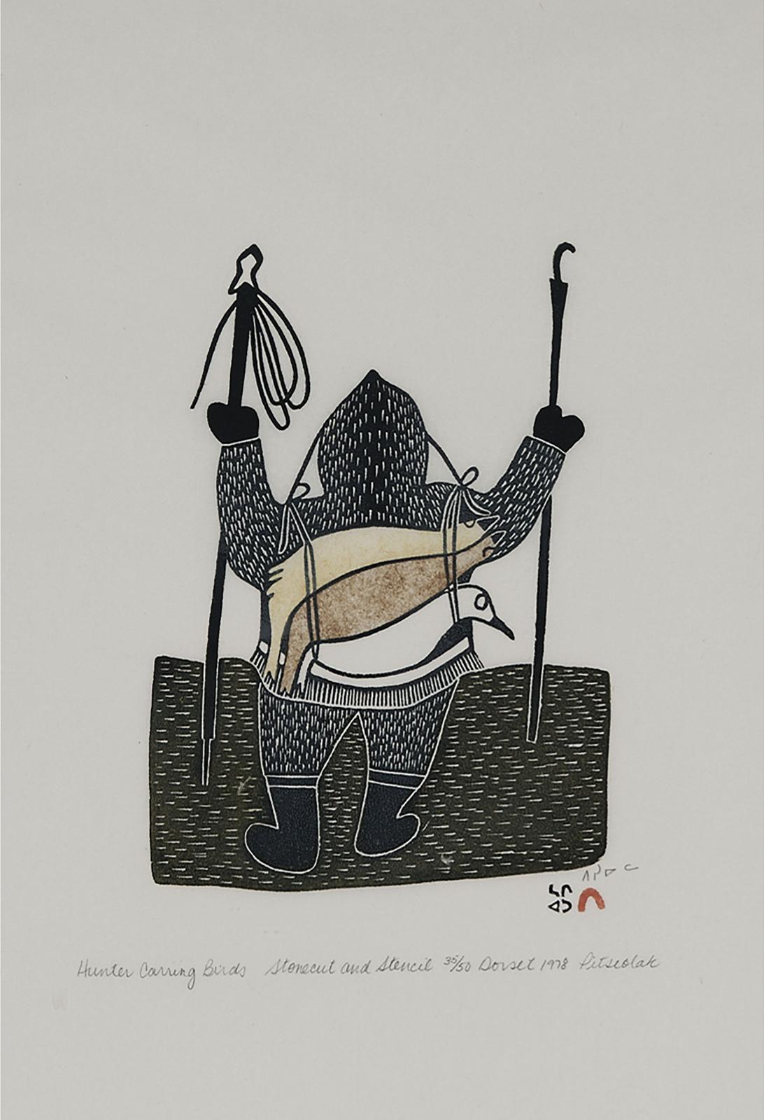 Pitseolak Ashoona (1904-1983) - Hunter Carrying Birds