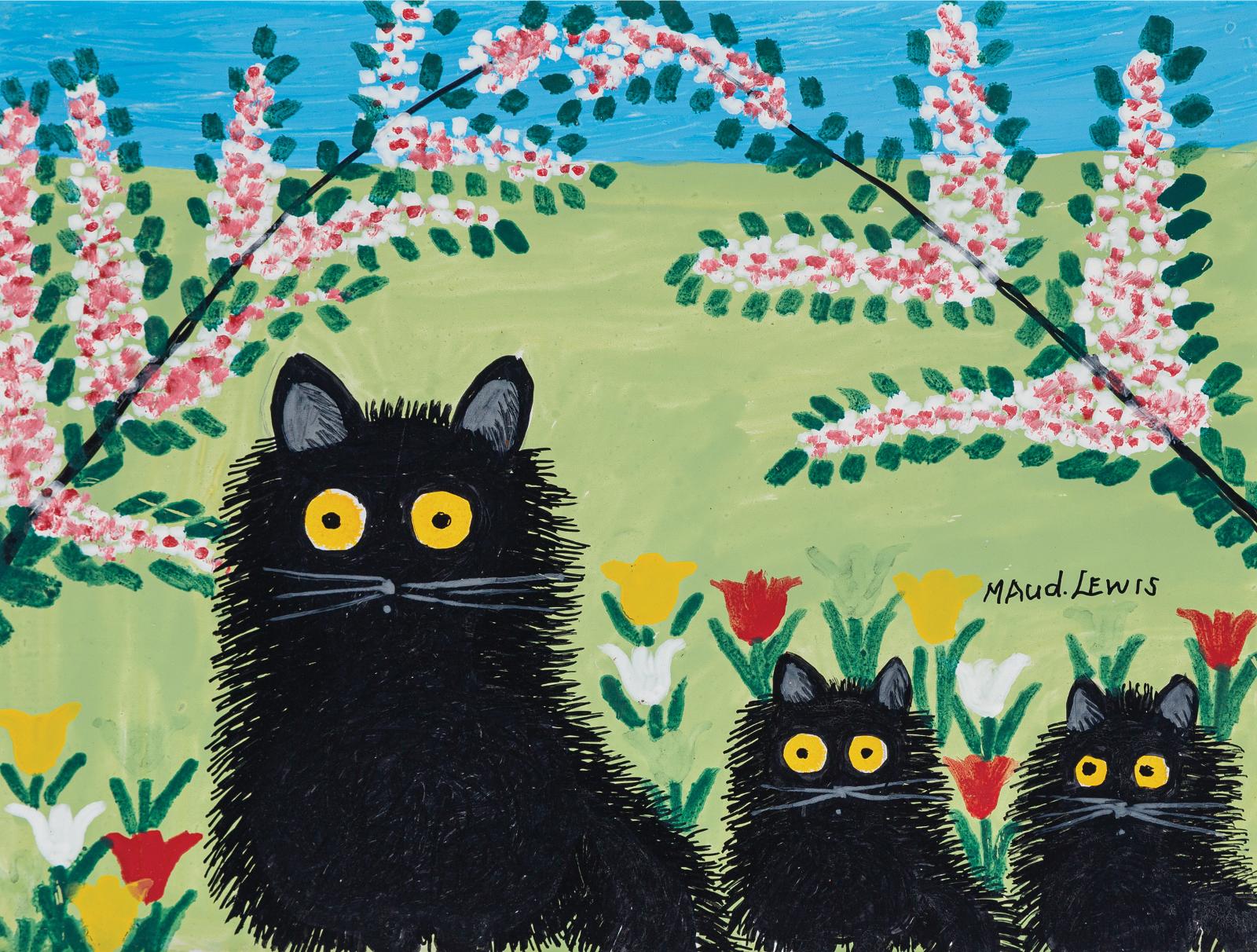 Maud Kathleen Lewis (1903-1970) - Three Black Cats