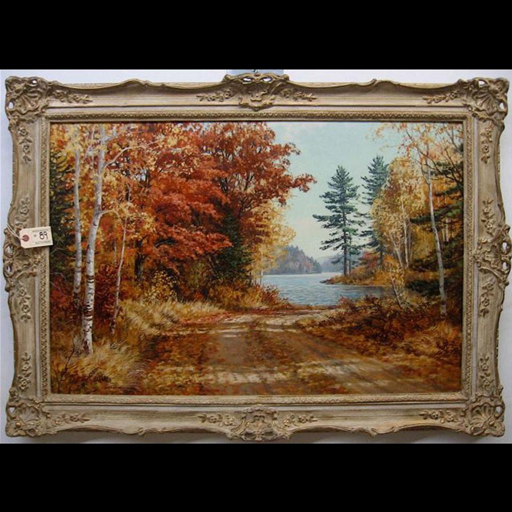 George Fletcher (1914-1987) - Winding Road By Lake - Autumn