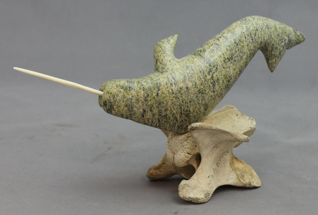 Johnny Akpik (1958) - -light green stone, bone and vertebrae