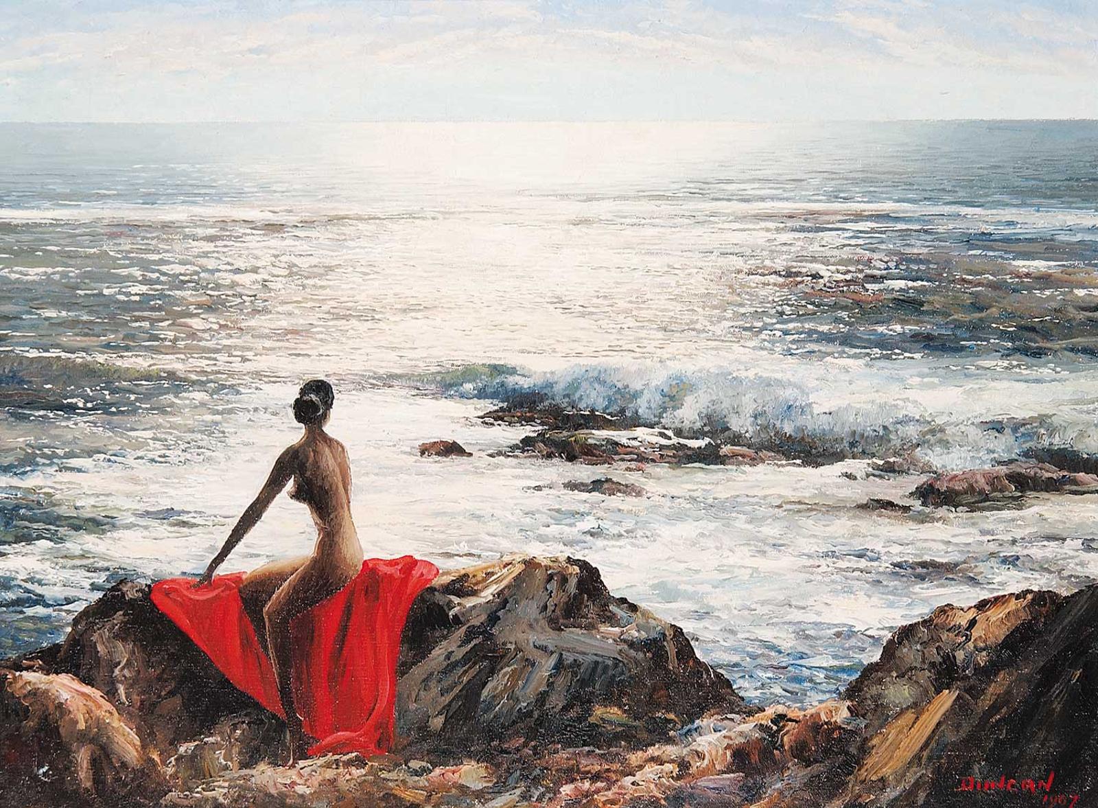 Duncan Mackinnon Crockford (1922-1991) - Untitled - Sunset with Red Blanket
