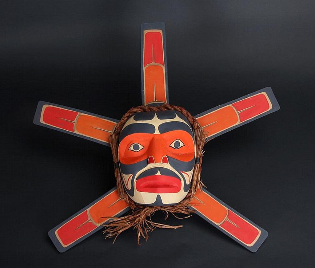 Matt James - a carved and polychromed Sun mask