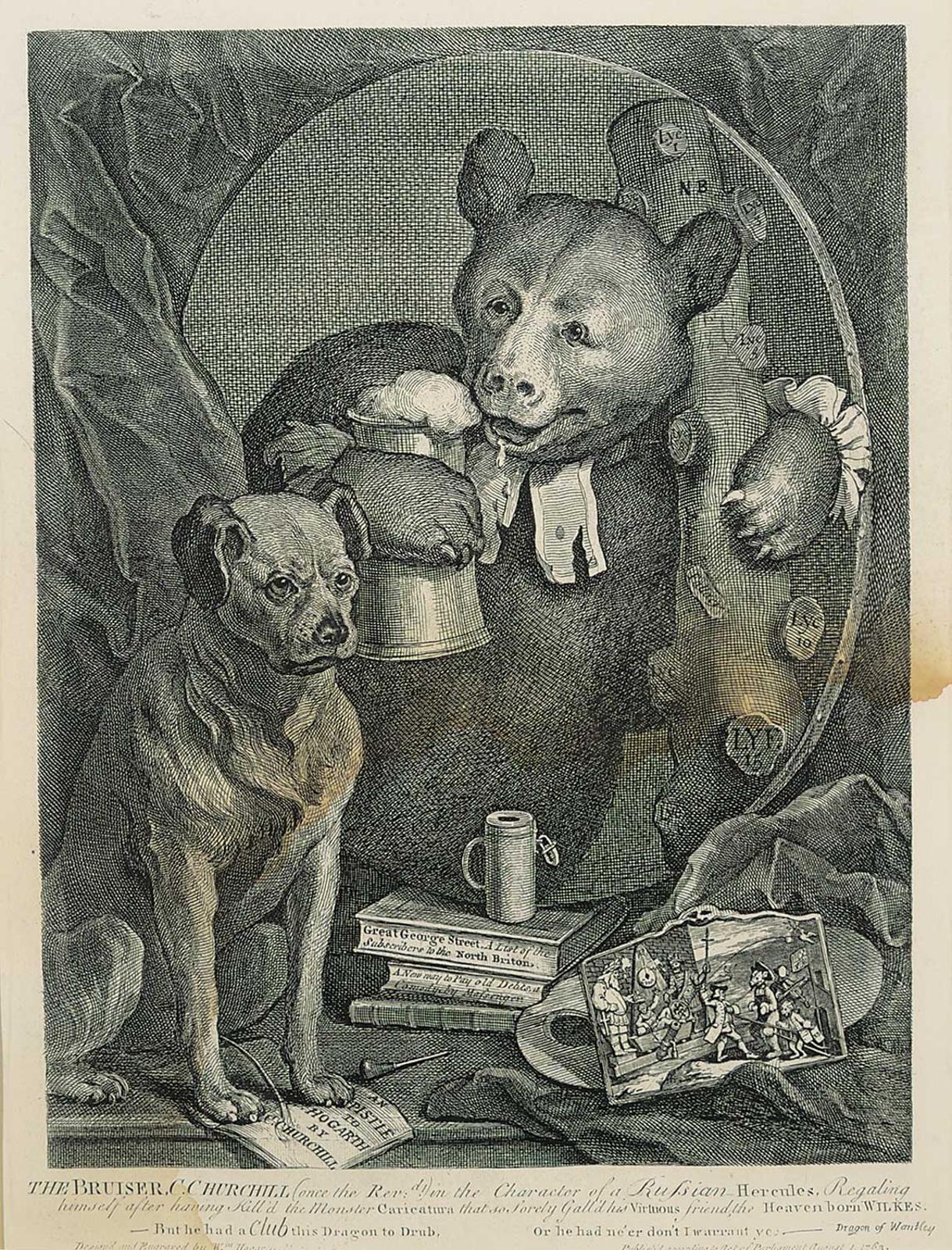 William Hogarth (1697-1764) - The Bruiser, C. Churchill (once the Rev.d!) in the character of the Russian Hercules
