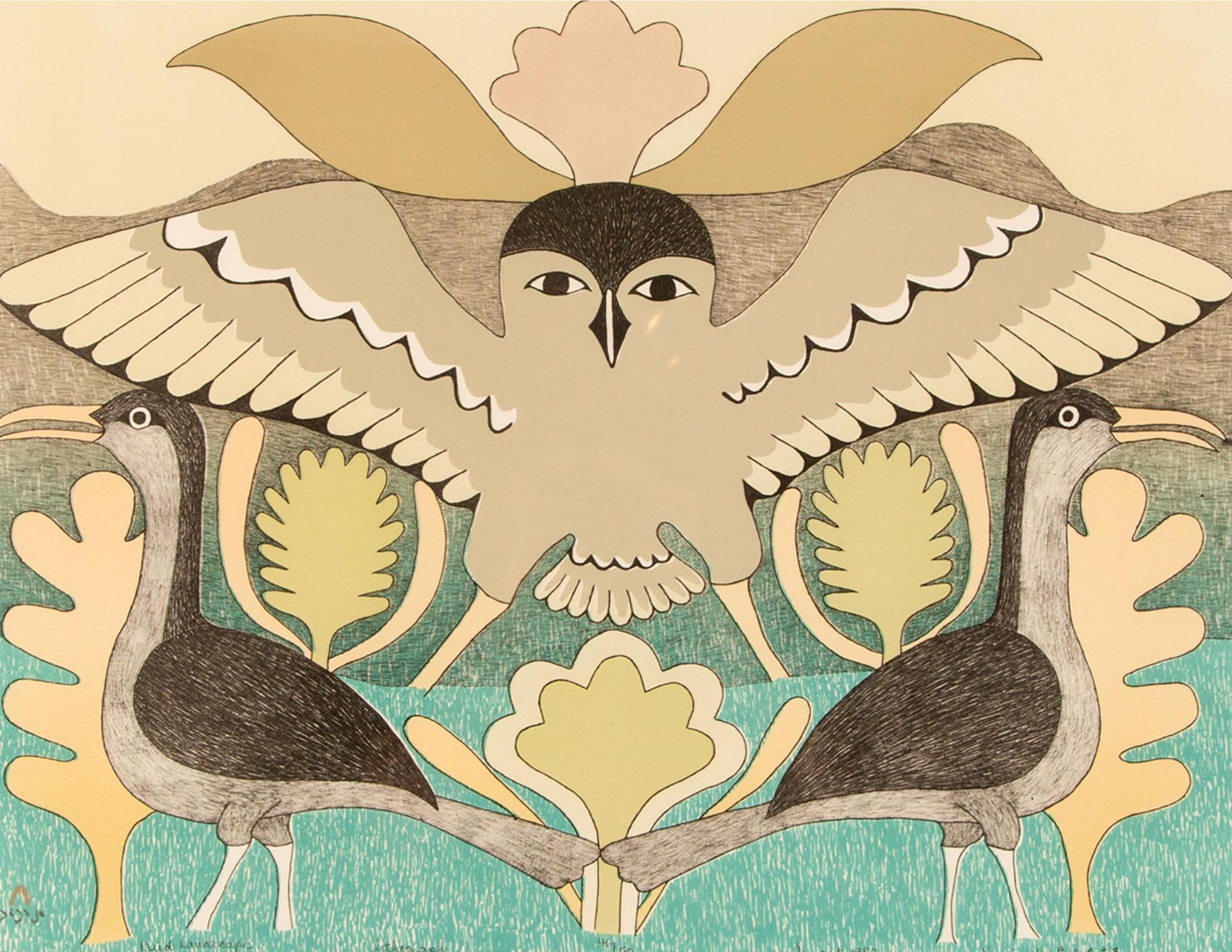 Kenojuak Ashevak (1927-2013) - Bird Landscape, 1982