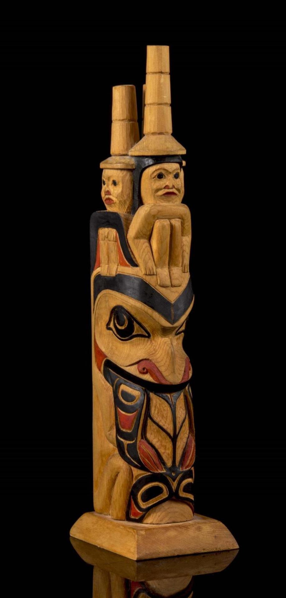 Don Yeomans (1958) - a carved and polychromed model pole