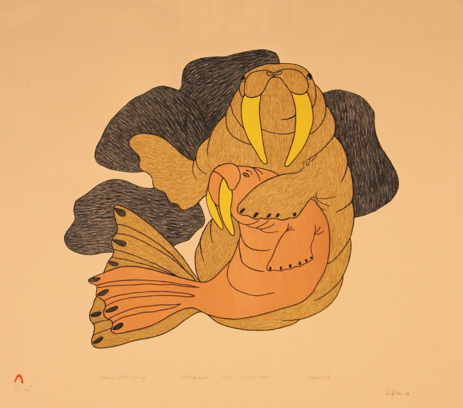 Mayureak Ashoona (1946) - Walrus With Young; 1980