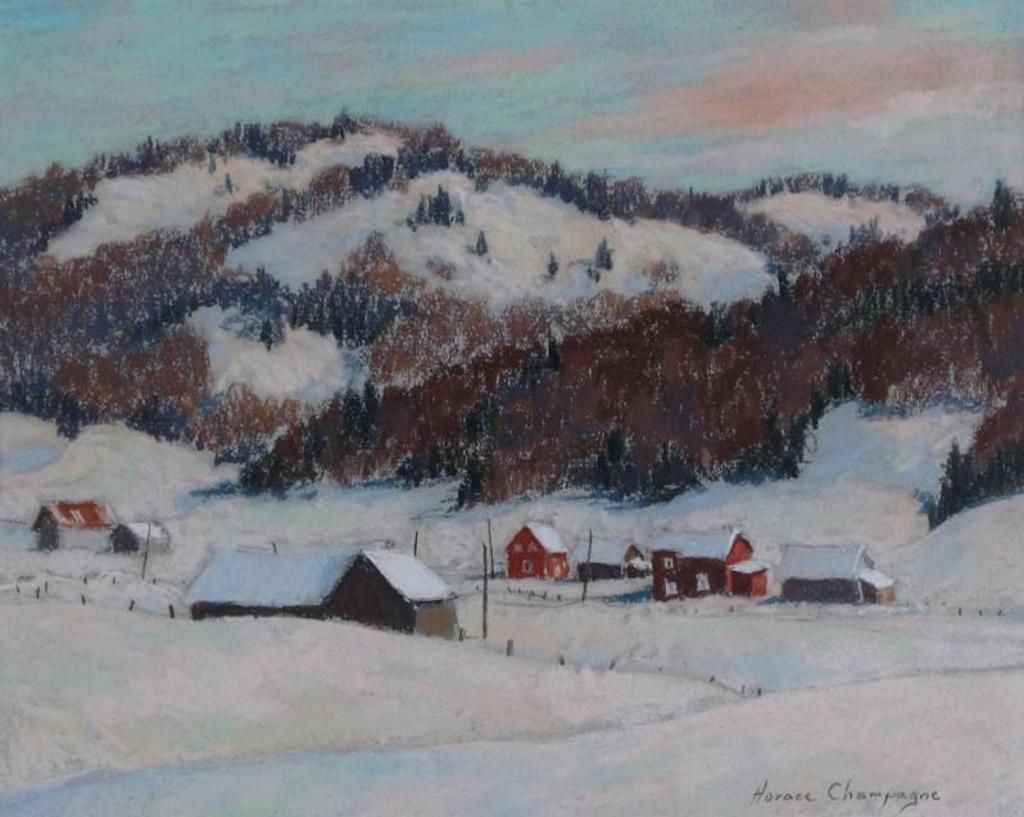 Horace Champagne (1937) - Deux Petites Fermes Rouges A St-Sixte; 1984