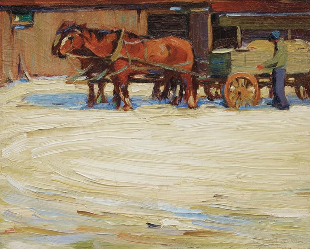 Frederick Nicholas Loveroff (1894-1960) - Horses Pulling a Wagon, Winter