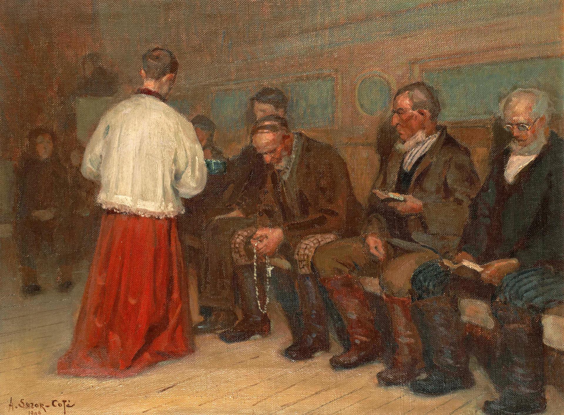 Marc-Aurèle de Foy Suzor-Coté (1869-1937) - La quête, Eglise d'Arthabaska, P.Q.