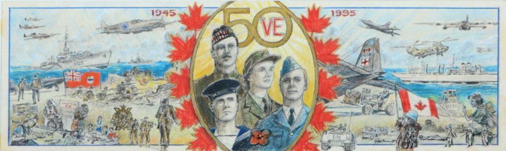 David Yeatman (1940) - preparatory scale drawing for the full sized finished mural painted at Cornwall, Ontario Legion Branch 297