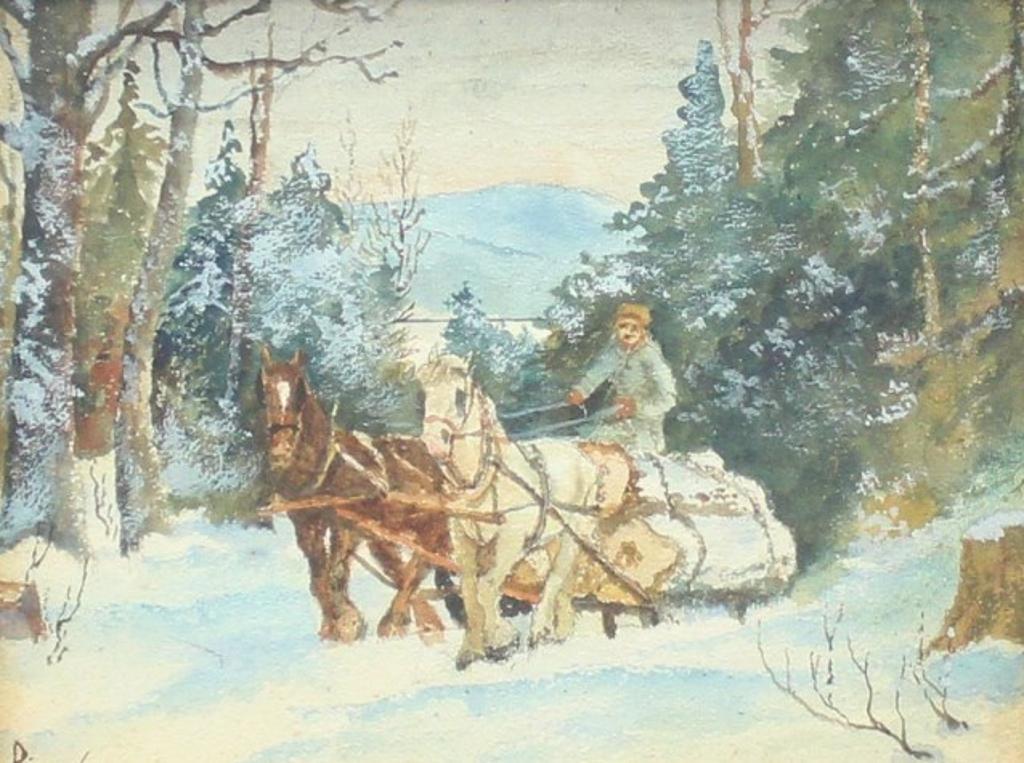 John H. Derinzy (1852-1936) - Hauling Cordwood