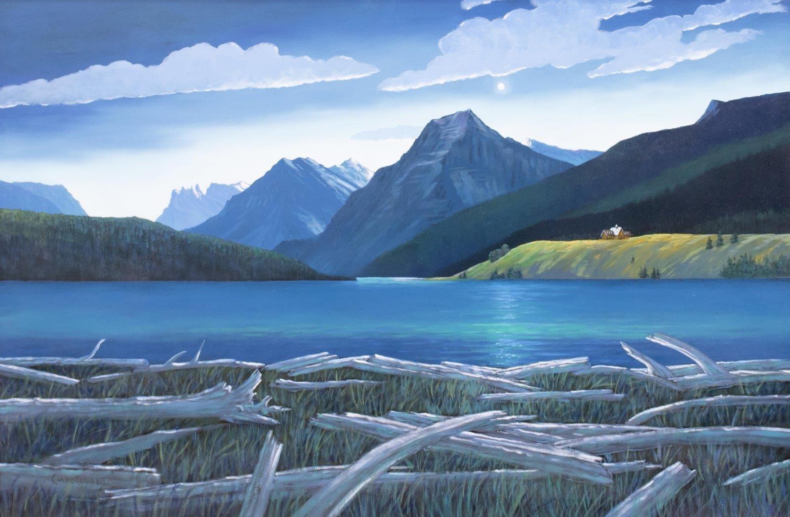 Chris MacClure (1943) - Moon Over Waterton; 2015