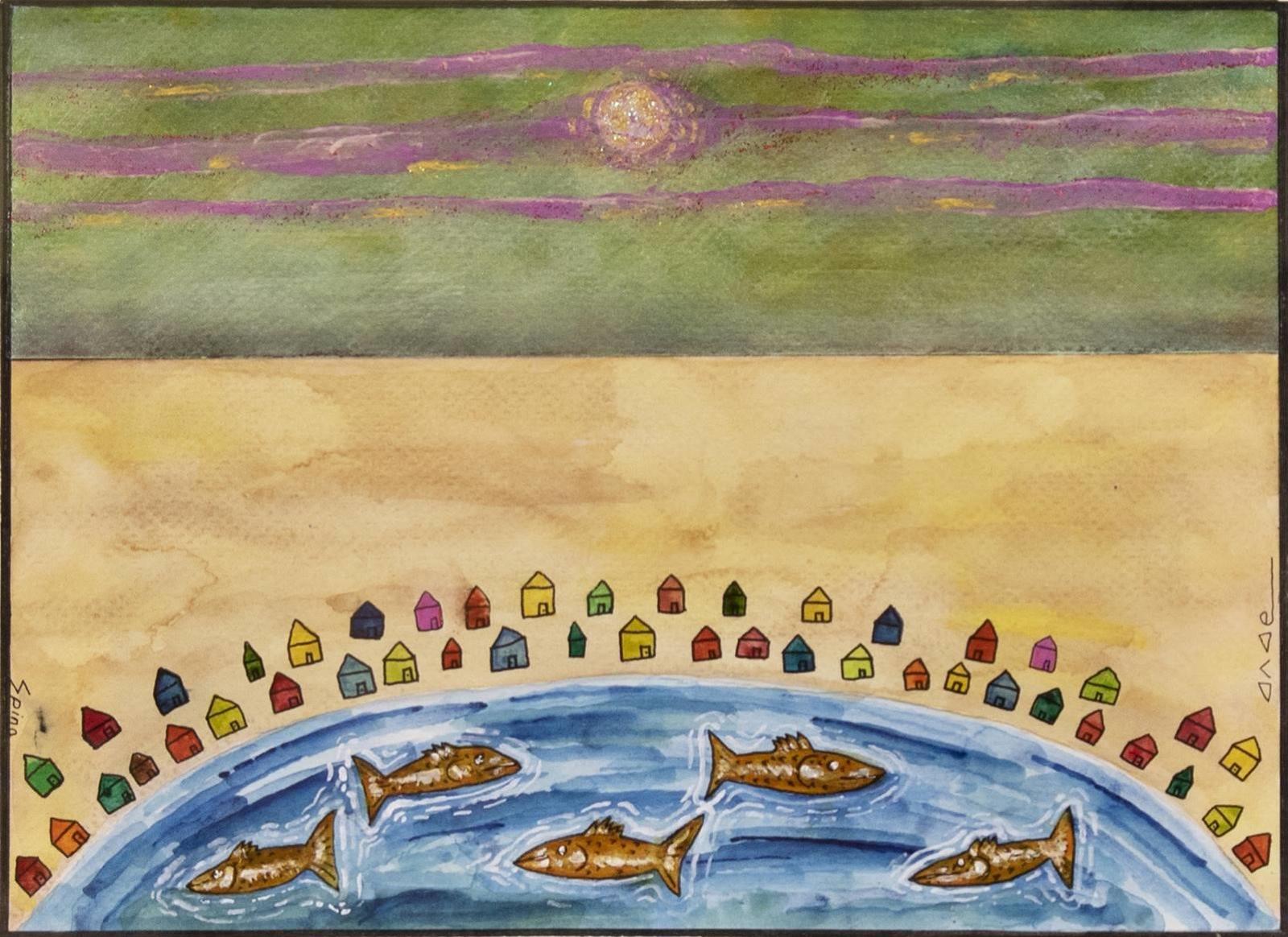 Ferdinando Nichola (Fred) Spina (1949) - Small Arctic Town With Big Fish