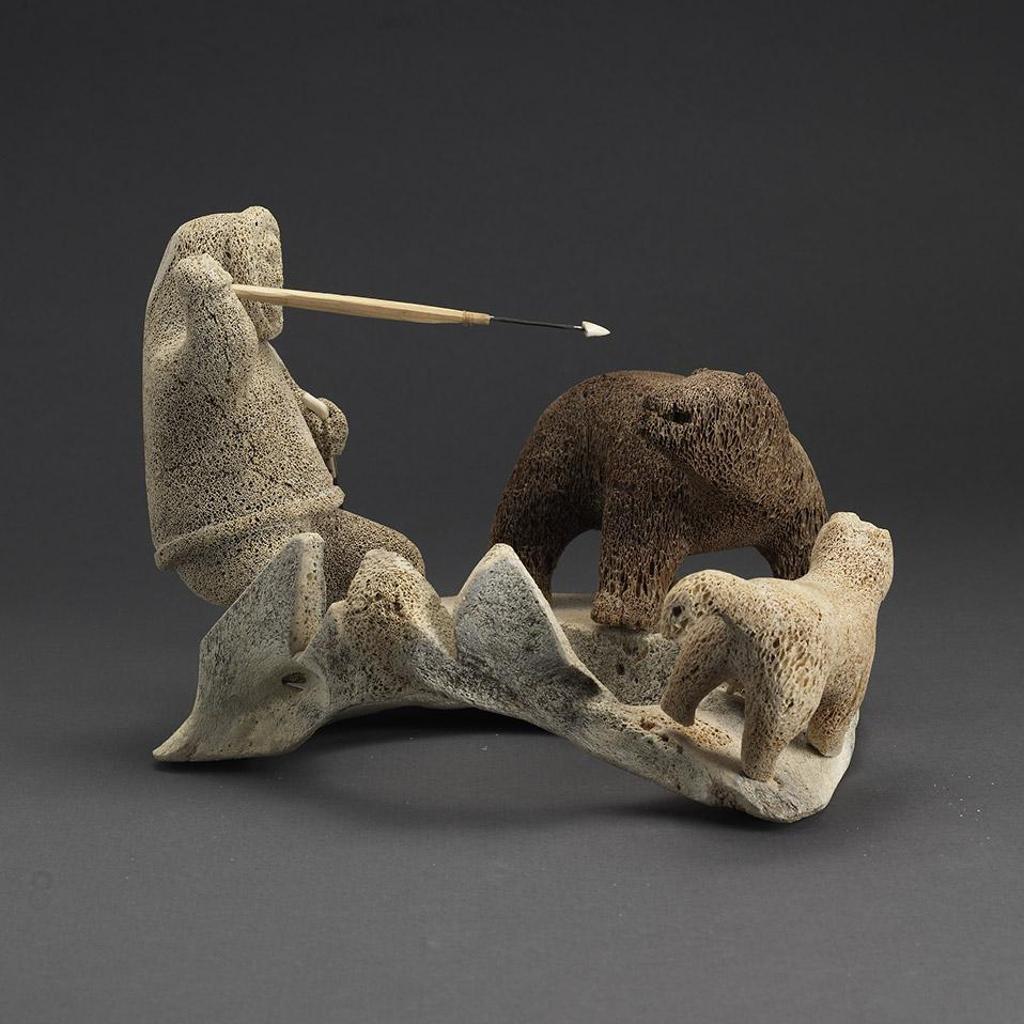 Roy Inuktalik (1936) - Hunter And Dog With Polar Bear