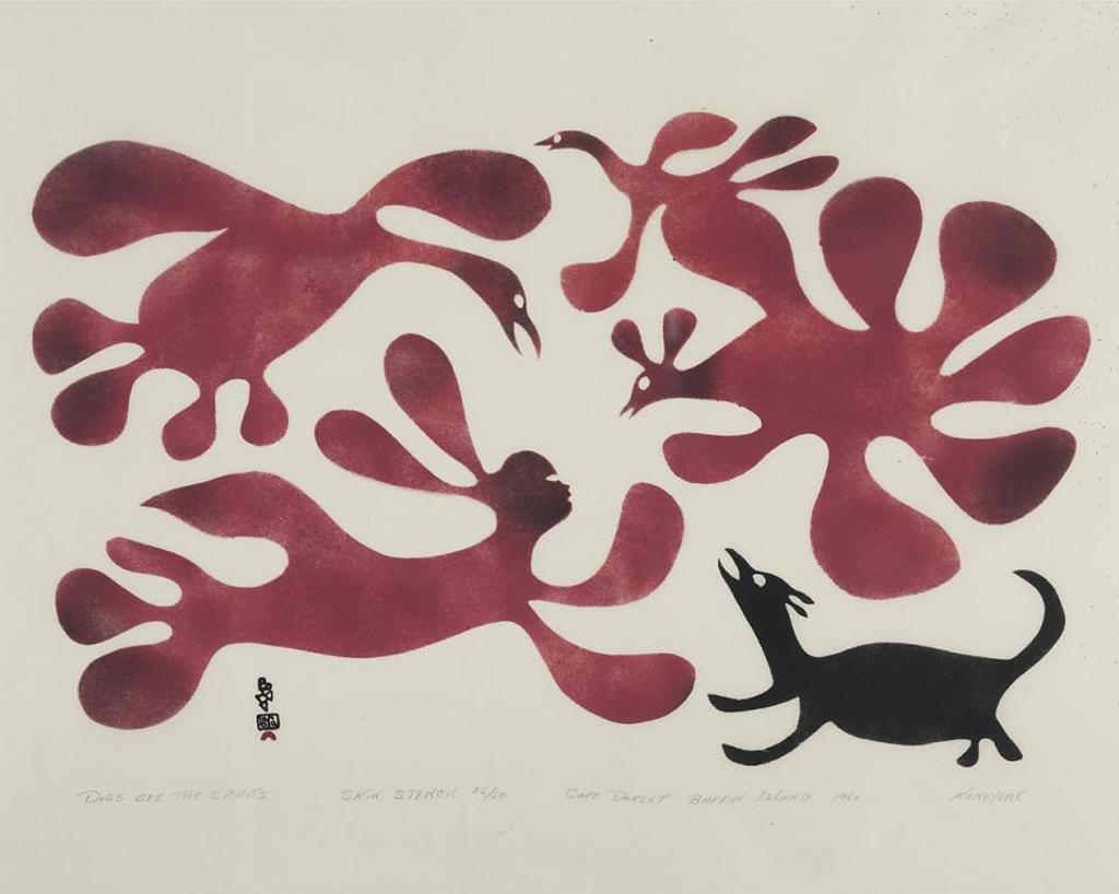 Kenojuak Ashevak (1927-2013) - Dogs See The Spirits