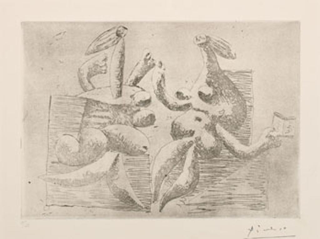 Pablo Ruiz Picasso (1881-1973) - La visite ou Deux femmes assises avec un livre
