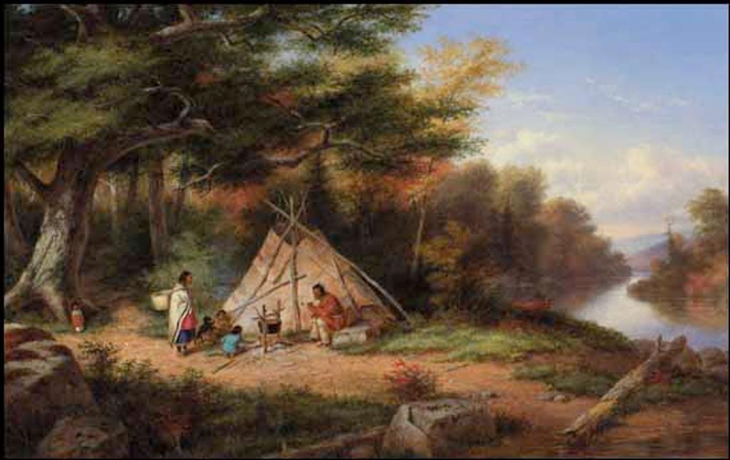 Cornelius David Krieghoff (1815-1872) - Wigwam, St. Lawrence, Canada