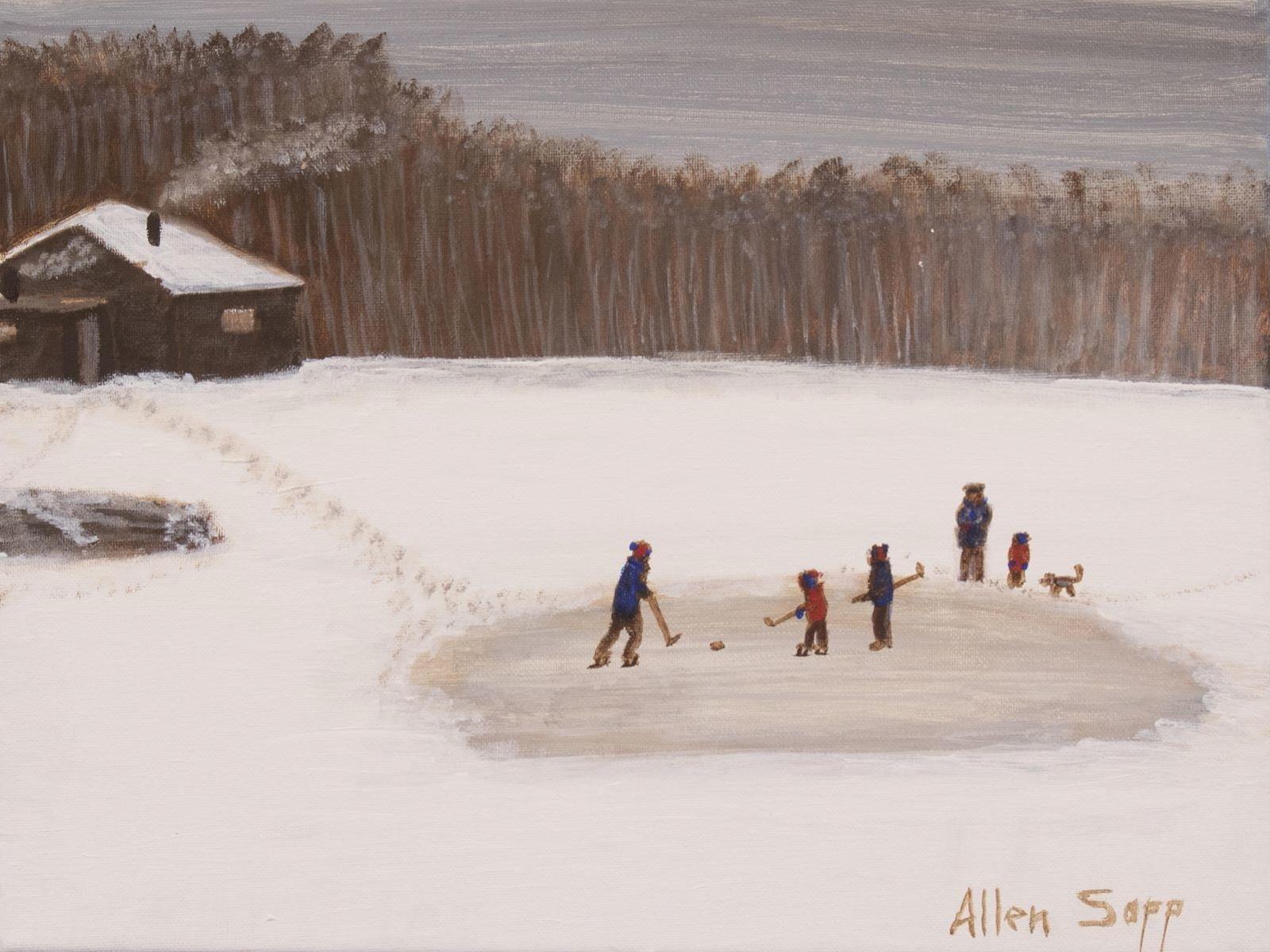 Allen Fredrick Sapp (1929-2015) - Watching The Boys Play Hockey