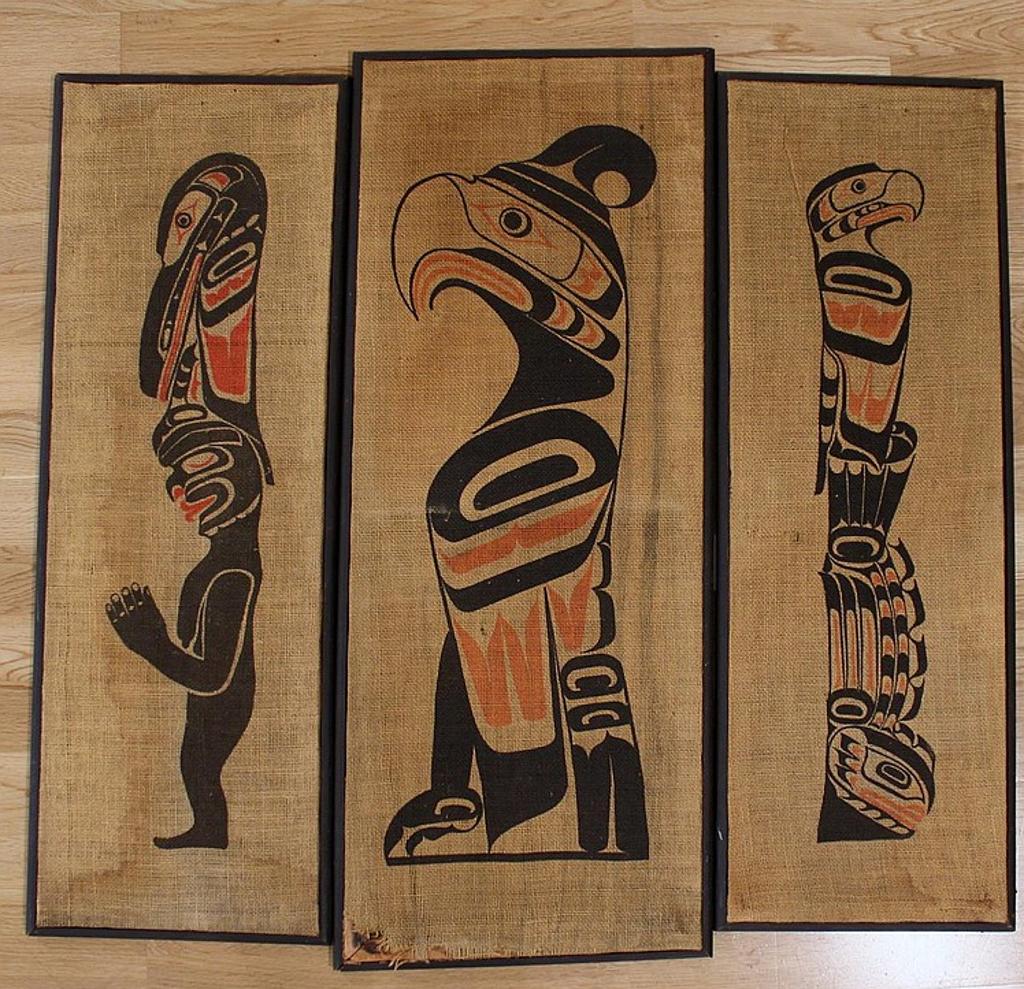 Doug Cranmer (1927-2006) - a set of three silkscreen prints on burlap