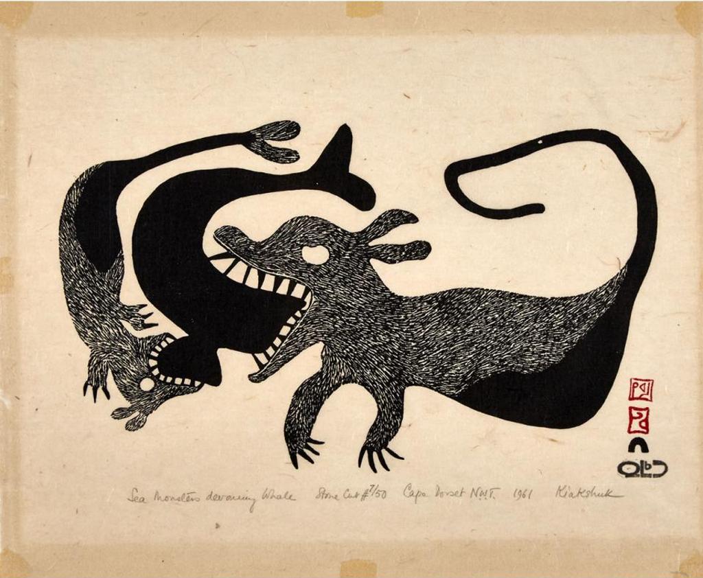 Kiakshuk (1886-1966) - Sea Monsters Devouring Whale