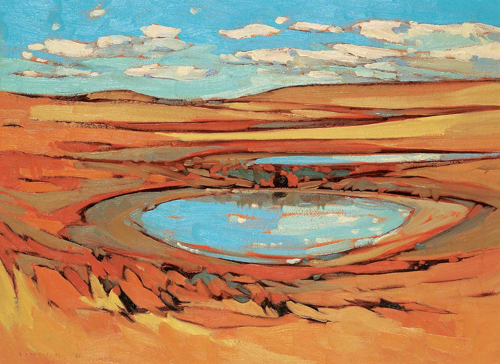 Luke Orton Lindoe (1913-1998) - Shrinking Prairie Sloughs, Late Summer