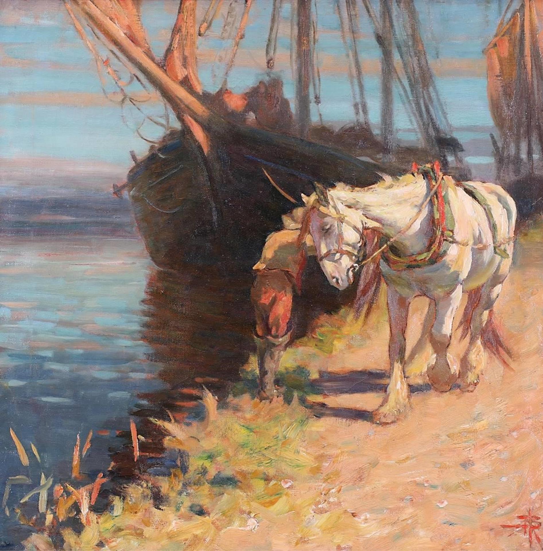 Nathaniel Hughes John Baird (1865-1936) - Towing On The Dart, Devon