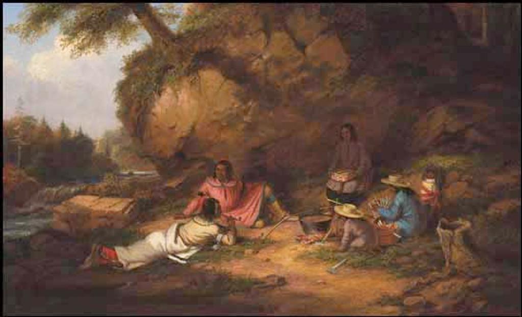 Cornelius David Krieghoff (1815-1872) - Leisure Moments at Big Rock