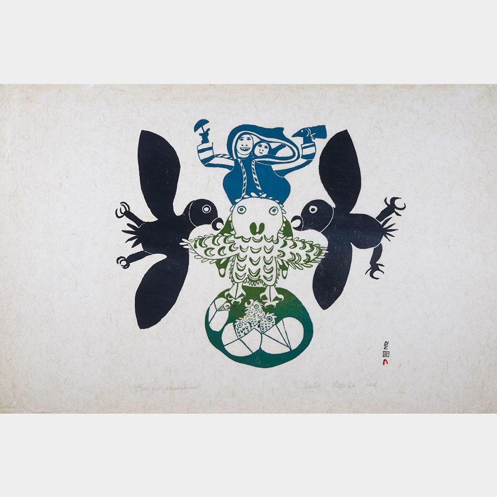 Pitseolak Ashoona (1904-1983) - Owl Defending The Nest